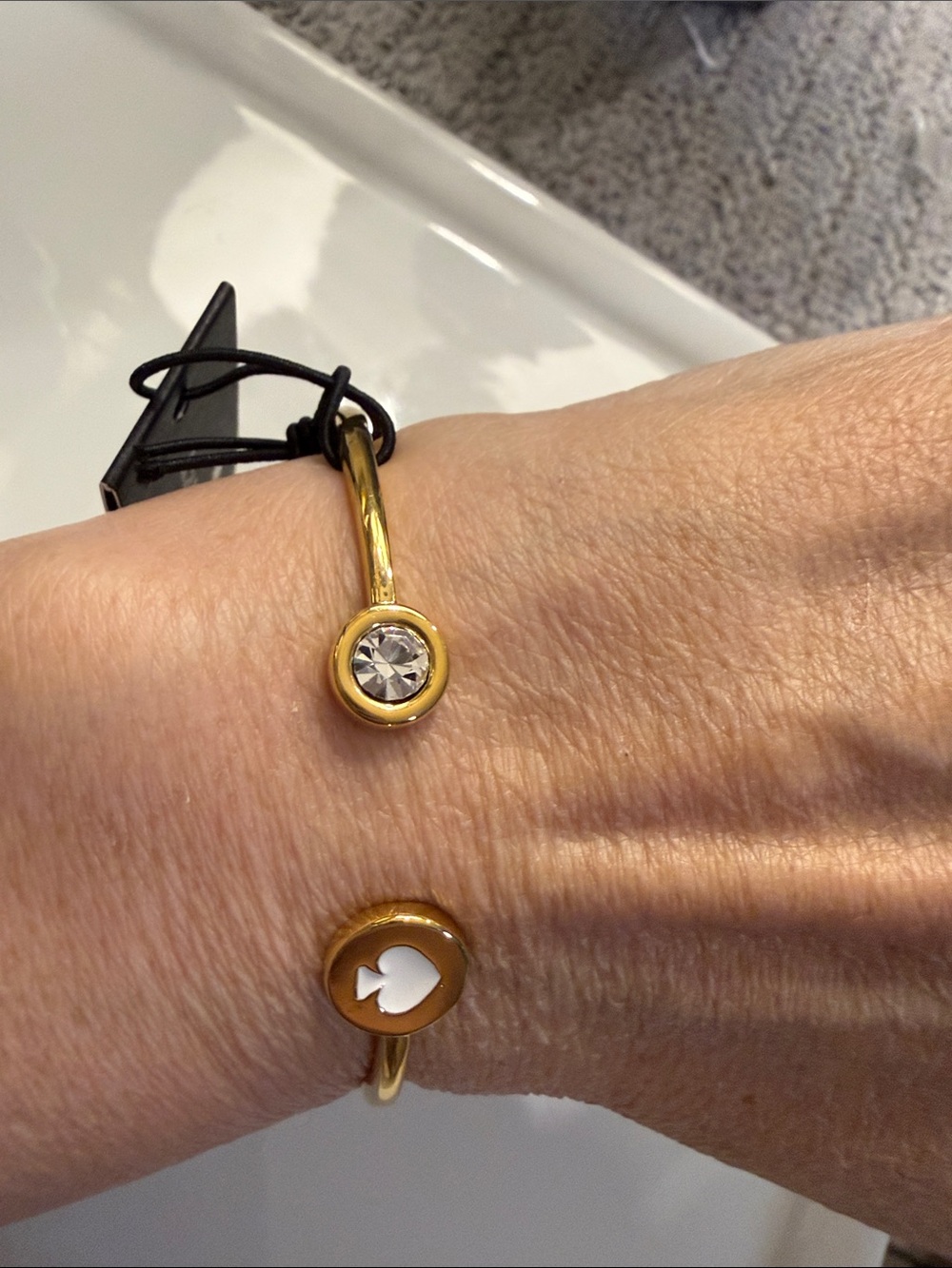 kate spade Gold-Tone Open Cuff Bracelet with Crystal and Spade Accent